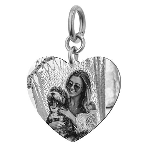 Queenberry Heart Plate 1 Side Personalized Photo Engraving Pendant F/European Dangle Charm Bracelets Mother's Day Christmas Gift #TOP26