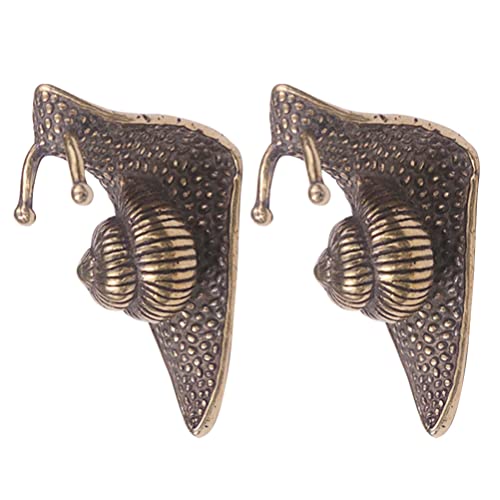 Vosarea Mini Vintage Brass Snail Statue: 2Pcs Retro Snail Figurines Fengshui Wealth Figures Ornaments For Graden Yard Tea Table Decoration #TOP3