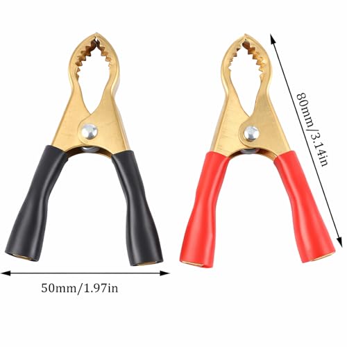 Image of 5Pair Alligator Clips Electrical, 50A 3.1inch Heavy Duty Insulated Pure Copper Charging Battery Clips Alligator Clamps, Spring Loaded Truck Car Electrical Battery Test Jumper Lead Probe
