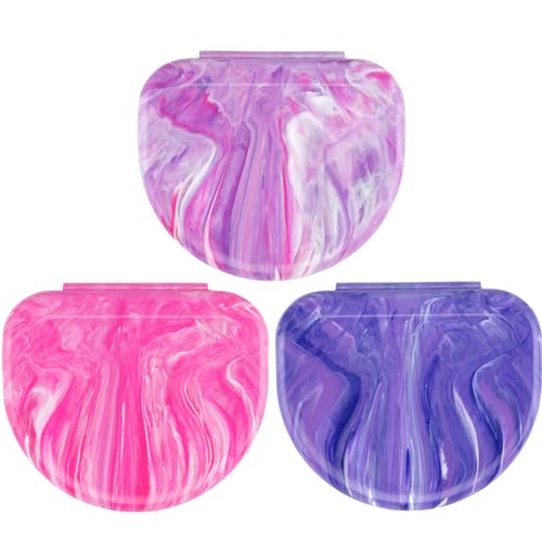 Practicon Marble Retainer Cases, Orthodontic Aligner Case, Mouth Guard Holder (3 Pack) (Pink Paradise)
