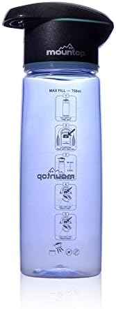 Mountop UV Purification Water Bottle, Portable 750 ML Bottle. UV Cap With LED Display That Sterilizes Water In 90 Seconds.