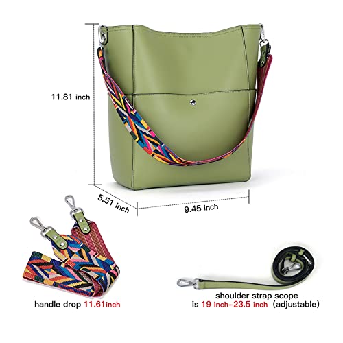 BROMEN Women Handbag Designer Vegan Leather Hobo Handbags Shoulder Bucket Cross-body Purse Green - Thumbnail 4