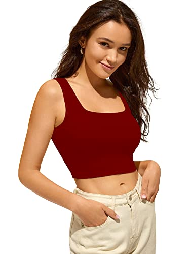 Image of Shasmi Women Ribbed Square Neck Tank Crop Top