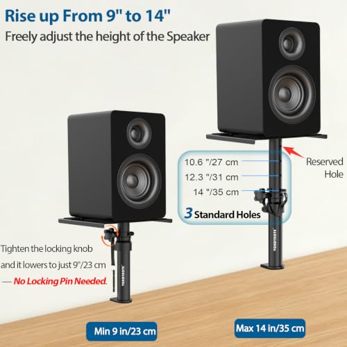 Vondynote Set of 2 Desktop Clamp Speaker Stands Short Studio Monitor Stands Height Adjustable