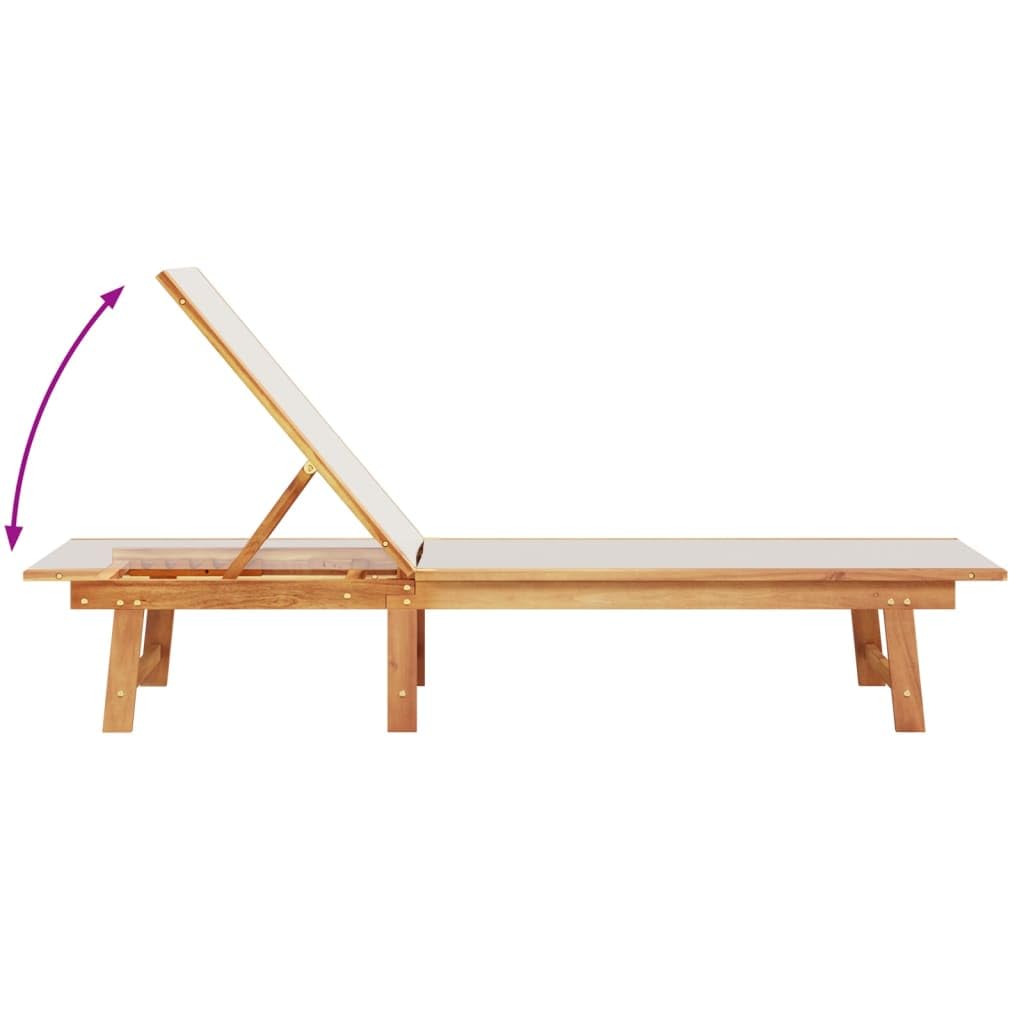 Juego de 2 tumbonas de madera maciza de acacia y textileno, color gris, plegables, con respaldo ajustable de 5 posiciones, para piscina, terraza y balcón, soporta hasta 110 kg