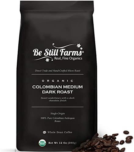 Colombian Organic Coffee Beans - Single Origin Whole Bean Coffee - 12 oz Medium Dark Roast Ideal to Ground - USDA Certified | Nutty Undertones | Dark Chocolate Finish | Low Acid