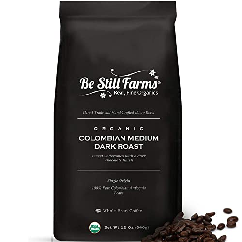 Colombian Organic Coffee Beans - Single Origin Whole Bean Coffee - 12 Oz Medium Dark Roast Ideal To Ground - Usda Certified | Nutty Undertones | Dark Chocolate Finish | Low Acid #TOP29