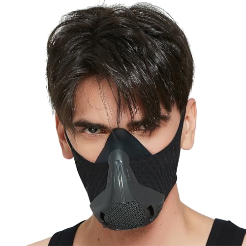 Sportmasken für Fitness, Lauftraining, Gesichtsmaske für große Höhen zur Verbesserung von Widerstand, Cardio und Ausdauerlaufmaske.Phantom trainingsmask (Schwarz, L)