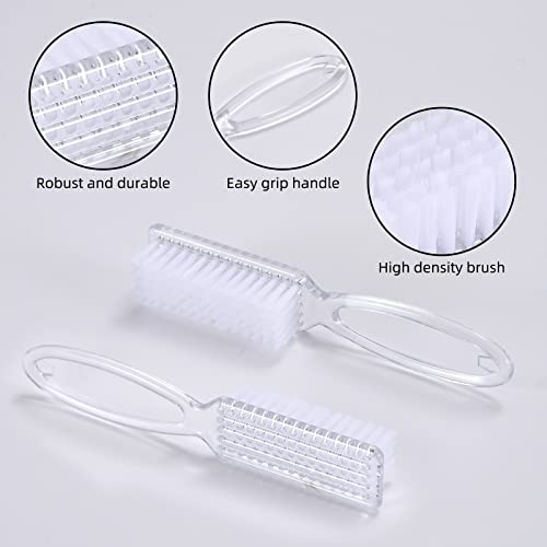 Yebeauty Nail Brush Fingernail Cleaner, 4 Pack Hand Scrub Cleaning Brush Plastic Hand Finger Toes Scrubbing Brush, Pedicure Nail Scrubber,Clear #TOP4