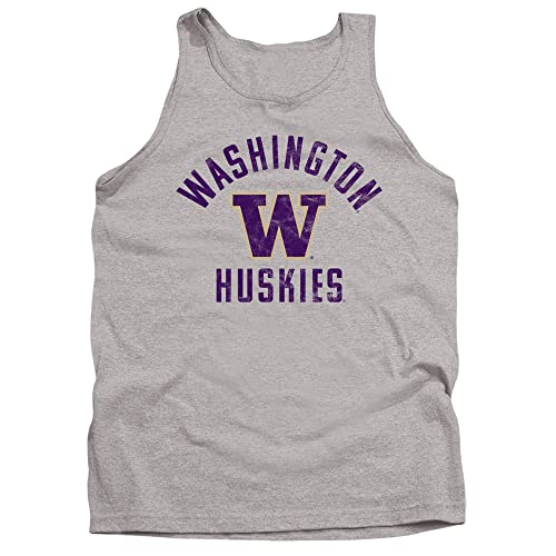 University of Washington Official Huskies Logo Unisex Adult Tank Top,Athletic Heather, Large