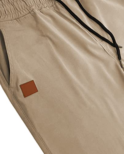 Mens Shorts Casual Classic Fit Athletic Workout Golf Shorts Cotton Cargo Shorts For Men Summer Beach Shorts With 4 Pockets, Light Brown-L #TOP4
