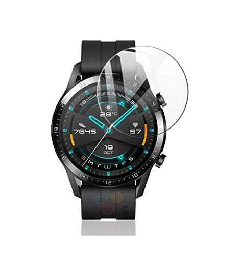 Miitech �K���X�t�B���� �Ή� HUAWEI WATCH GT2 �p �K���X�t�B���� 2.5D �t���ی� �d�x9H ���� �ϏՌ� ������ ���ϋv �ώw�� ��U�h�~���� �Ή� HUAWEI WATCH GT2 �p �t�B���� 46mm (�Q������)