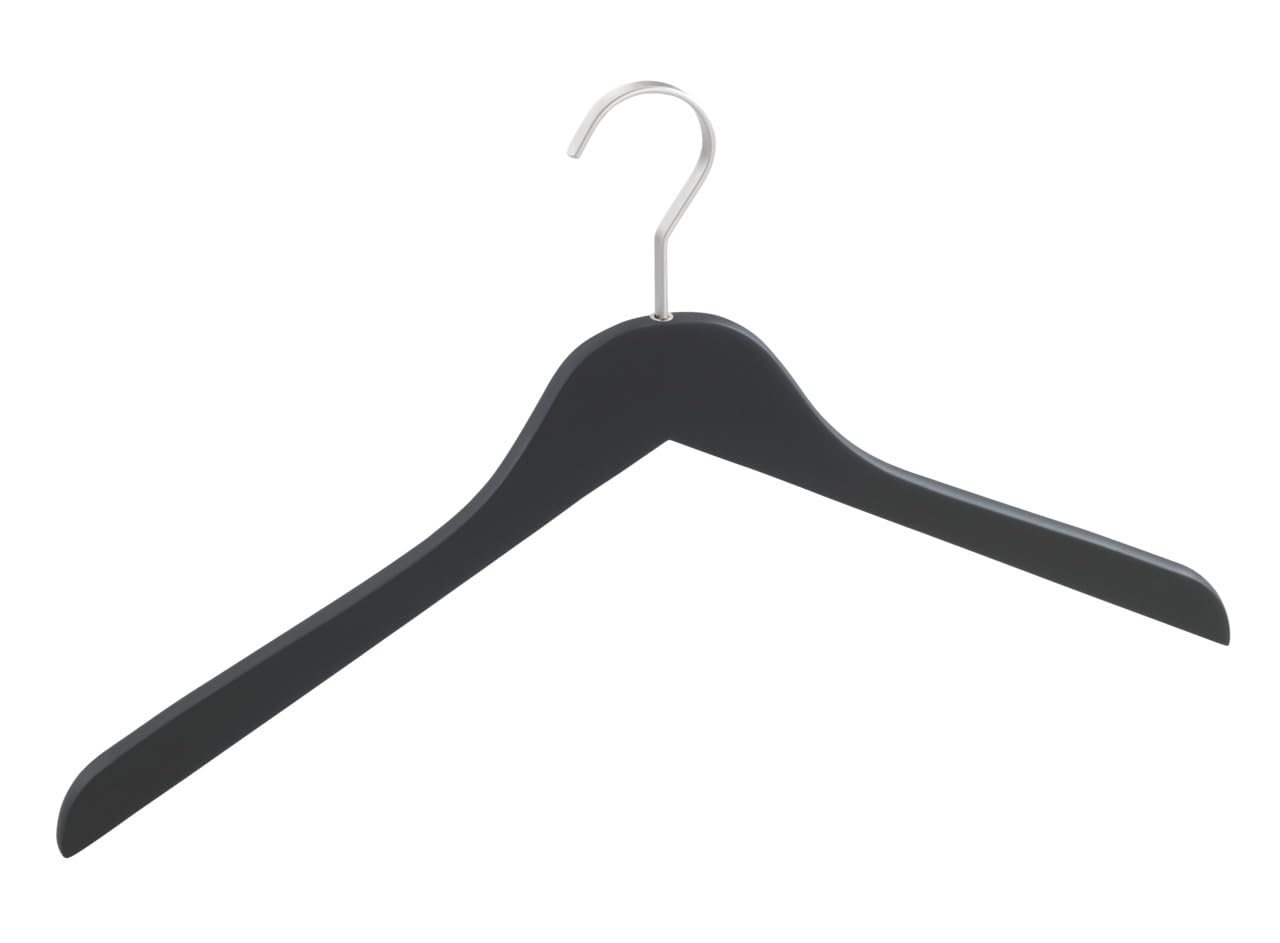 WENKO 14267100 Hanger Paris Black clothes hanger, Wood, 44 x 25 x 1.2 cm, Black