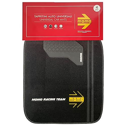 Momo Set Tappetini Auto Universali 4 Pezzi Nero/Bianco - 2