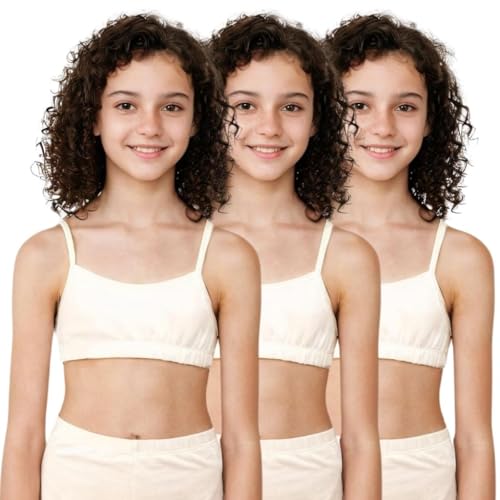 Image of ADIRA | Beginners Bra for Girls 13-14 Years | Flat Padding for Nipple Coverage | Comfortable Strecthy Cotton | Comfy-Breathable Beginners Bra & Super Soft Material | Pack of 3