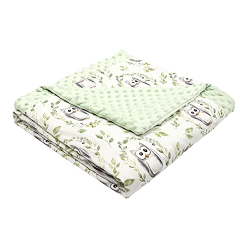 illikkuyax Owl Leaves Wreath Printed Baby Receiving Blanket,29.5' x 47.2' Double Layer Dotted Backing, Cozy Minky Fleece Blanket Reversible Newborn...