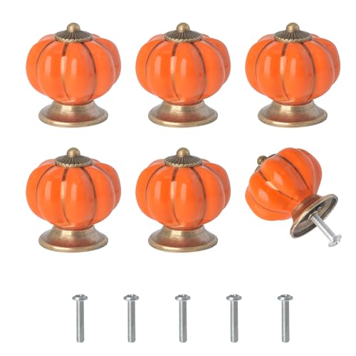 Image of GHLIANGZHOU 6PCS Orange Pumpkin Shaped Cabinet Knobs,1.5 inch