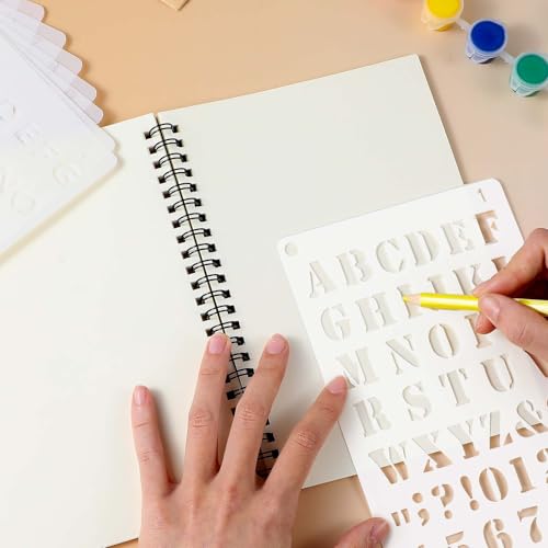 12 peças de estênceis de letras, modelos de estênceis de números de plástico, modelos de desenho do
