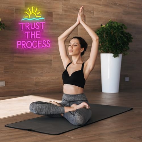 Image of Trust The Process Neon Sign for Wall Decor Motivational Neon Light Sign for Classroom Gym Bedroom Office Inspirational Quote LED Light Signs for Wedding Party Birthday Gift