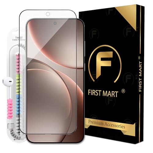 Image of FIRST MART Matte Anti-Glare Tempered Glass for Oppo Find X9 and Find X8 With Installation Kit | Military-Grade Gaming Screen Protector & Cable Guard | Edge to Edge Coverage | Black