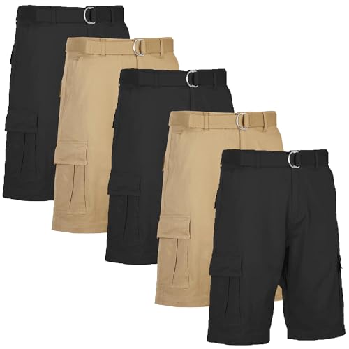 Blu Rock 5-Pack Men's Cotton Flex Stretch Cargo Shorts with Belt (Sizes, 30-42)
