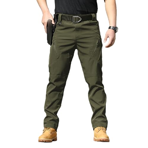 DFEK Men's Work Trousers Cargo Trousers Stretch for Men UK Tactical, Water-Resistant Ripstop Fabric for Hiking, Work & Outdoor Activities