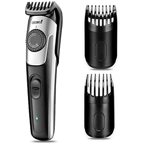 Ceenwes Beard Trimmer & Hair Clipper 38 Length Settings Lifetime Sharp Blades 2 Combs with Precision Dial USB Charging Cover