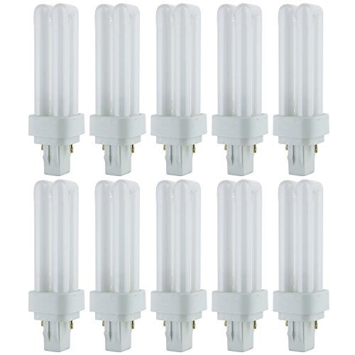 Sunlite PLD13/SP65K/10PK 6500K Daylight Fluorescent 13W PLD Double U-Shaped Twin Tube CFL Bulbs with 2-Pin GX23-2 Base (10 Pack)