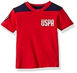 sew motor anschließen Kurzarm U.S. POLO ASSN. Jungen Short Sleeve Cut and Sew V-Neck T-Shirt, Motor-Rot, 3 Jahre