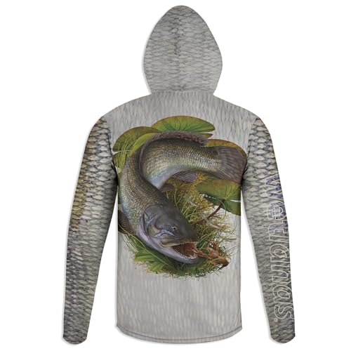Bowfin and Crayfish - Camiseta de pesca de manga larga unisex con protección solar, capucha y polaina integrada (opción manga corta también disponible) - Manga corta - XS Camuflaje miniatura 3