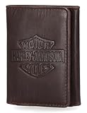Harley-Davidson Men's Genuine Leather Rfid Blocking Trifold Wallet, Brown (Indo), Standard