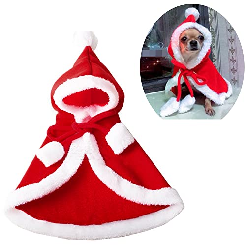 Aniac Pet Christmas Costume Poncho Cape With Hat Santa Claus Cloak For Cats And Small Dogs Red(Small) #TOP3