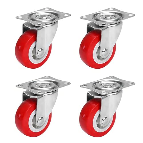 Youery Lot de 4 roulettes pivotantes pour meubles lourdes - 38 mm - Avec freins - Silencieuses - En polyuréthane - Sans traces - Pour meubles en palettes (4 pièces jusqu'à 200 kg)