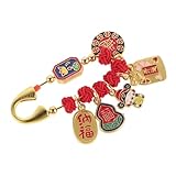 FRCOLOR Handgefertigte Rote Sicherheitsnadel Brosche aus Rotem Faden mit Feng Shui Amulett für Babys und Schwangere Schutz und Glücksbringer zum Chinesischen Neujahr