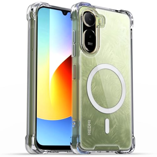 Image of Amazon Basics Back Cover for Redmi A7 Pro /Poco C85x 5G Mag-Safe Shockproof PC + TPU Protective Case Magnetic Support Bumper Case (Transparent Mag-Safe)