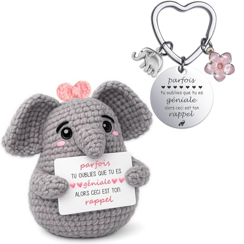 Farbeele Cadeaux pour Femme, Éléphant avec Porte-bonheur Porte-clés