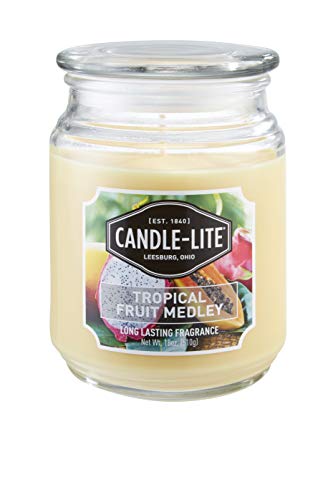 Candle-lite Tropical Fruit Medley Scented Candle, 18 oz. Single-Wick Aromatherapy Candle, Yellow
