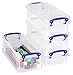 Really Useful Plastic Storage Box 0.9 Litre Clear (Pack of 4)