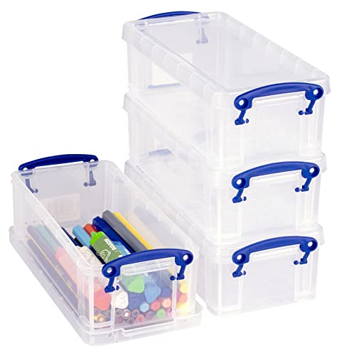 Really Useful Box Plastic Storage 0.9 Litre Clear (Pack of 4), external: 22 x 10 x 7 cm, internal: 18.5 x 8 x 6 cm - Image 4
