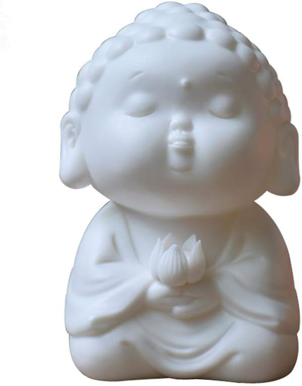 Panda Space White Ceramic Buddha Figurine Car Ornaments White