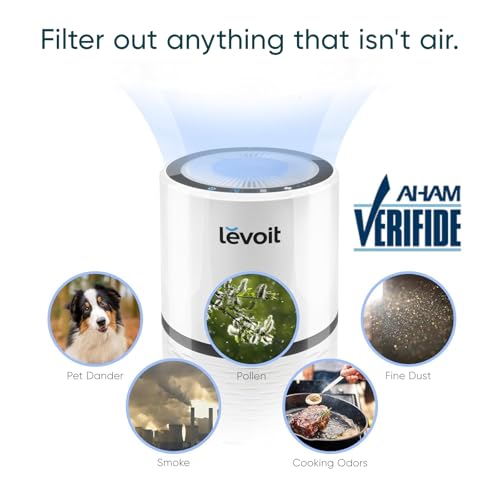 Image of Levoit Air Purifier for Home, AHAM Verifide, High-Efficiency Filter for Smoke, Dust, Pollen, and Odors in Bedroom, Office, or Nursery, Optional Night Light, Quiet Operation, LV-H132, White