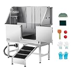 VEVOR Stainless Steel Dog Washing Station, 127 cm Pet Grooming Tub w/Ramp, PE Water Filter Board, Faucet & Showerhead & Soap Holder Dog Bathtub for Large & Medium & Small Pets (Right Door)