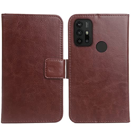 Gukas Flip PU Leather Case para Lenovo K13 Pro / K13 Note 6.5' TPU Silicona Funda De Carcasa Cartera De Cuero Billetera Cover Piel (Marrón)