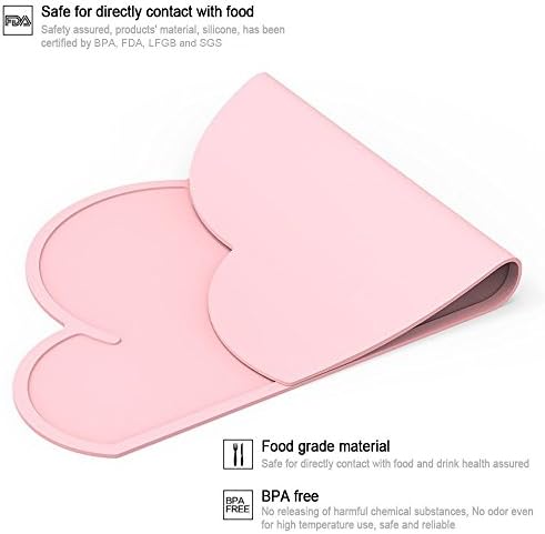 YOCZOX 2 PCS Kids Placemats, Non Slip Silicone Cloud Tablemats, Heat Resistant Non-Stick Baby Feeding Plate, Portable Travel Dinner Placemat Kids Tableware for Toddlers, Kids, Infant - Pink