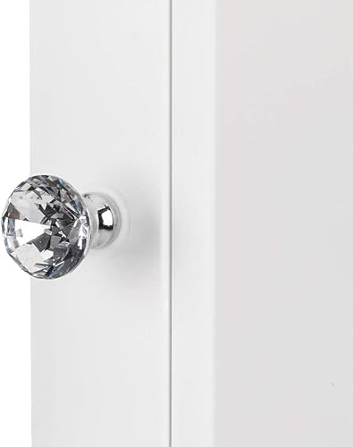 Miniatura 7 de Botiquín de baño con espejo blanco, armario de almacenamiento de pared con puerta de vidrio individual y estante ajustable