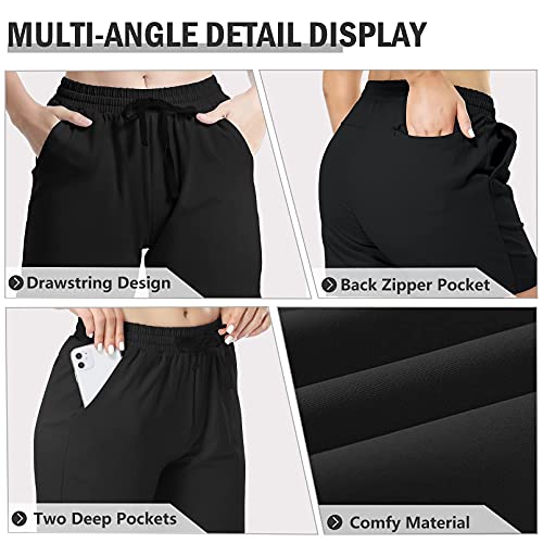 Rimless 7 Women's Athletic Running Shorts 8" Cotton Jogger Sweat Shorts Lounge Workout Yoga Shorts With Zip Pockets P08-Black-M #TOP3
