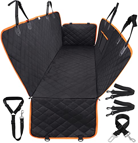 Docatgo Cubierta Universal Protector Impermeable de Tapicería de Coche para Perros Mascotas y Viajes con Hebilla de Seguridad(53.9x57.9 Inches) (Large 137x147CM + 4PCS Belts)