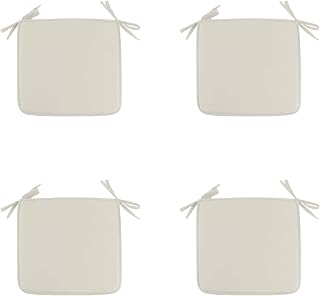 Generisch Sitzkissen 40x40 cm wasserabweisend, Stuhlkissen mit Bändern, strapazierfähige waschbare Sitzauflage, rutschfeste Stuhlpolsterung für Küche, Esszimmer, Garten, Büro, 2/4er Set (4, Weiß)