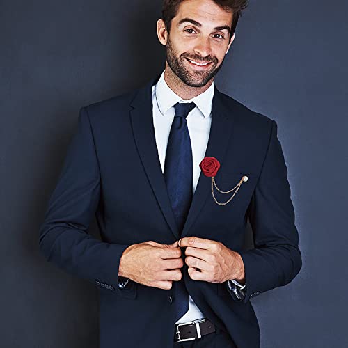 Bridegroom Wedding Brooches Hand Made With Tassel Chain Rose Flower Brooch For Men's Suit Accessoriesshirt Dress Cardigan Clip, Waist Clip For Women, Sweater Shawl (Claret) #TOP3
