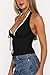 zhaistar Women's Lace Halter Tank Top Deep V Neck Backless Slim Fit Basic Going Out Tops Black M